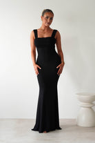 Sky Stretchy Mesh Backless Maxi Dress Black | Wedding Guest Dress | Backless | Maxi | Oh Hello Clothing
