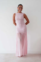 Oh Hello Clothing Women > Clothing > Dresses Skye Textured Pleated Hem Midi Dress | Blush Pink