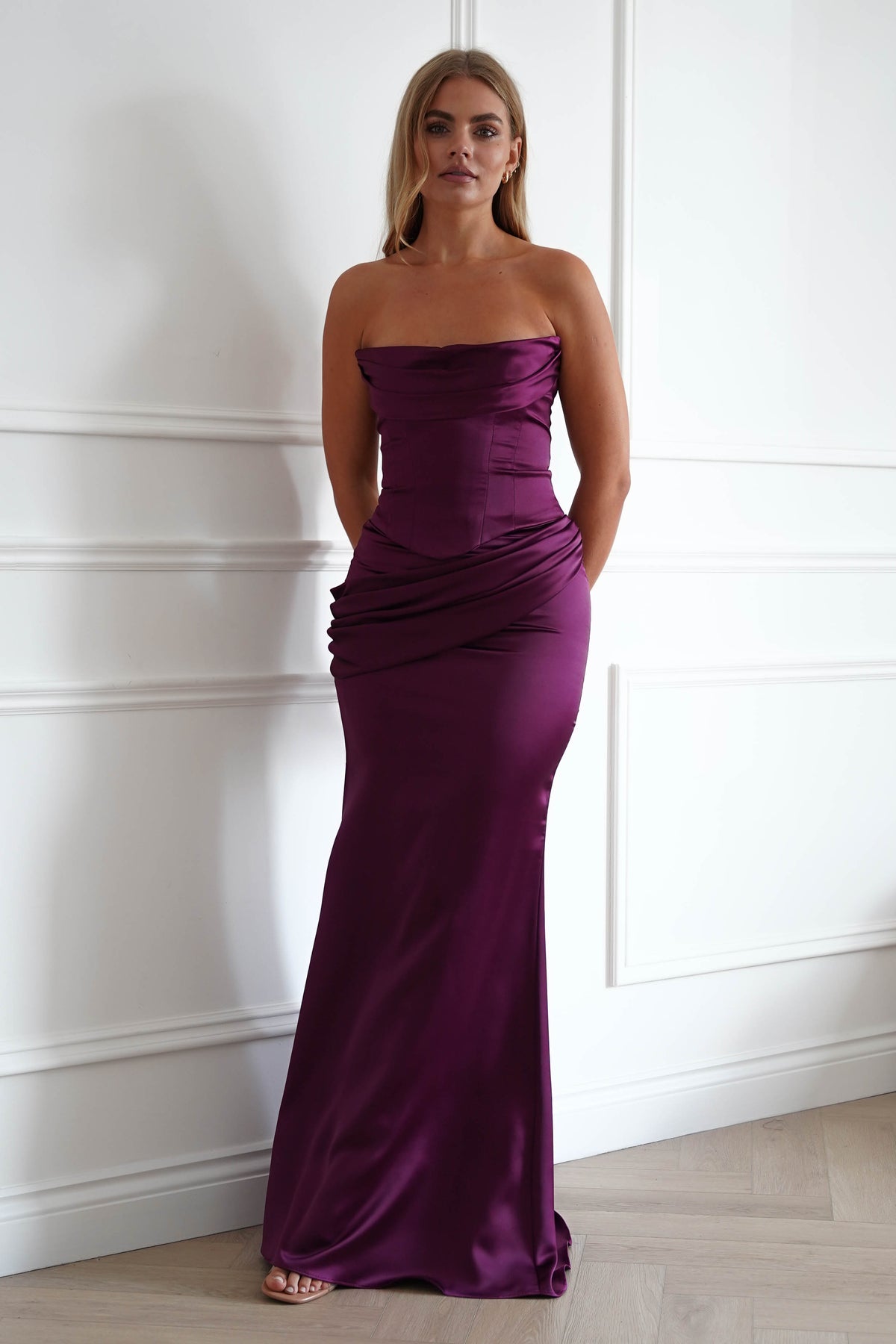 Oh Hello Clothing Women > Clothing > Dresses Solace Draped Corset & Skirt 2 Piece | Mulberry
