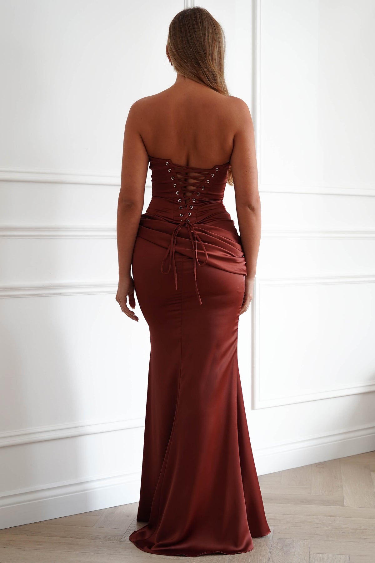 Oh Hello Clothing Women > Clothing > Dresses Solace Draped Corset & Skirt 2 Piece | Rust