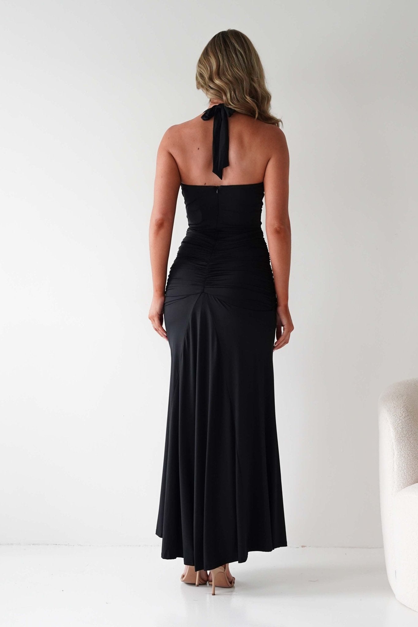 Sophia Low Cut Bodycon Maxi Dress Black | Wedding Guest Dress | Bodycon | Maxi | Oh Hello Clothing
