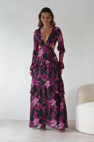 Souline Long Sleeve Maxi Dress Olive/Plum | Wedding Guest Dress | Long Sleeve | Maxi | Oh Hello Clothing