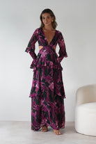 Souline Long Sleeve Maxi Dress Olive/Plum | Wedding Guest Dress | Long Sleeve | Maxi | Oh Hello Clothing