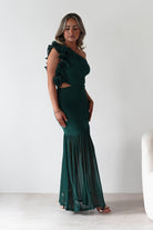 Stephanie Mesh Ruffle Maxi Dress Forest Green | Wedding Guest Dress | Maxi | Mesh | Oh Hello Clothing