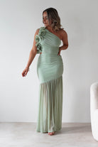 Stephanie Mesh Ruffle Maxi Dress Sage | Wedding Guest Dress | Maxi | Mesh | Oh Hello Clothing
