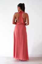 Oh Hello Clothing Women > Clothing > Dresses Summer Draped Halterneck Maxi Dress | Coral