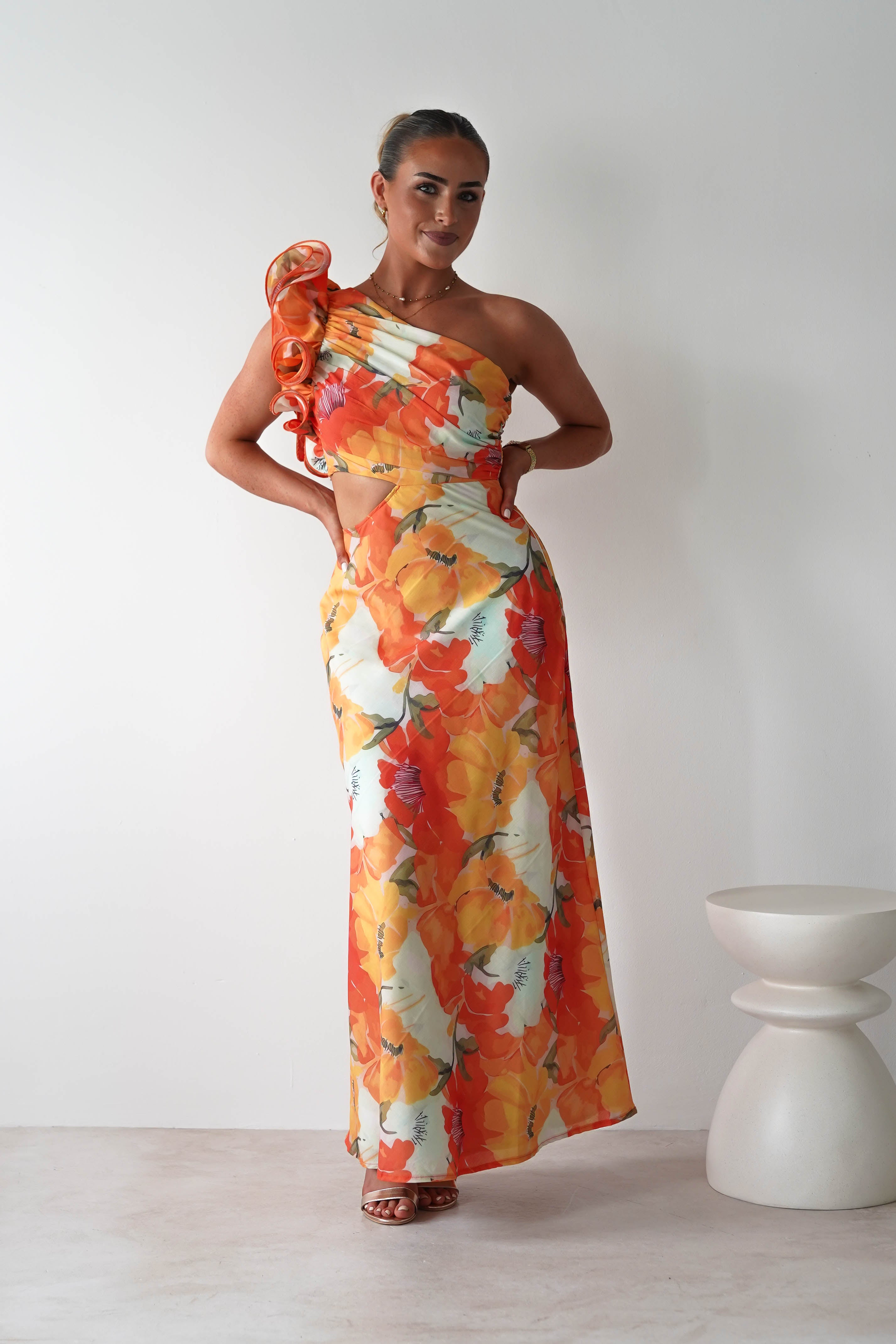 Summer Fruits Maxi Dress Orange Print | Wedding Guest Dress | Maxi | Oh Hello Clothing