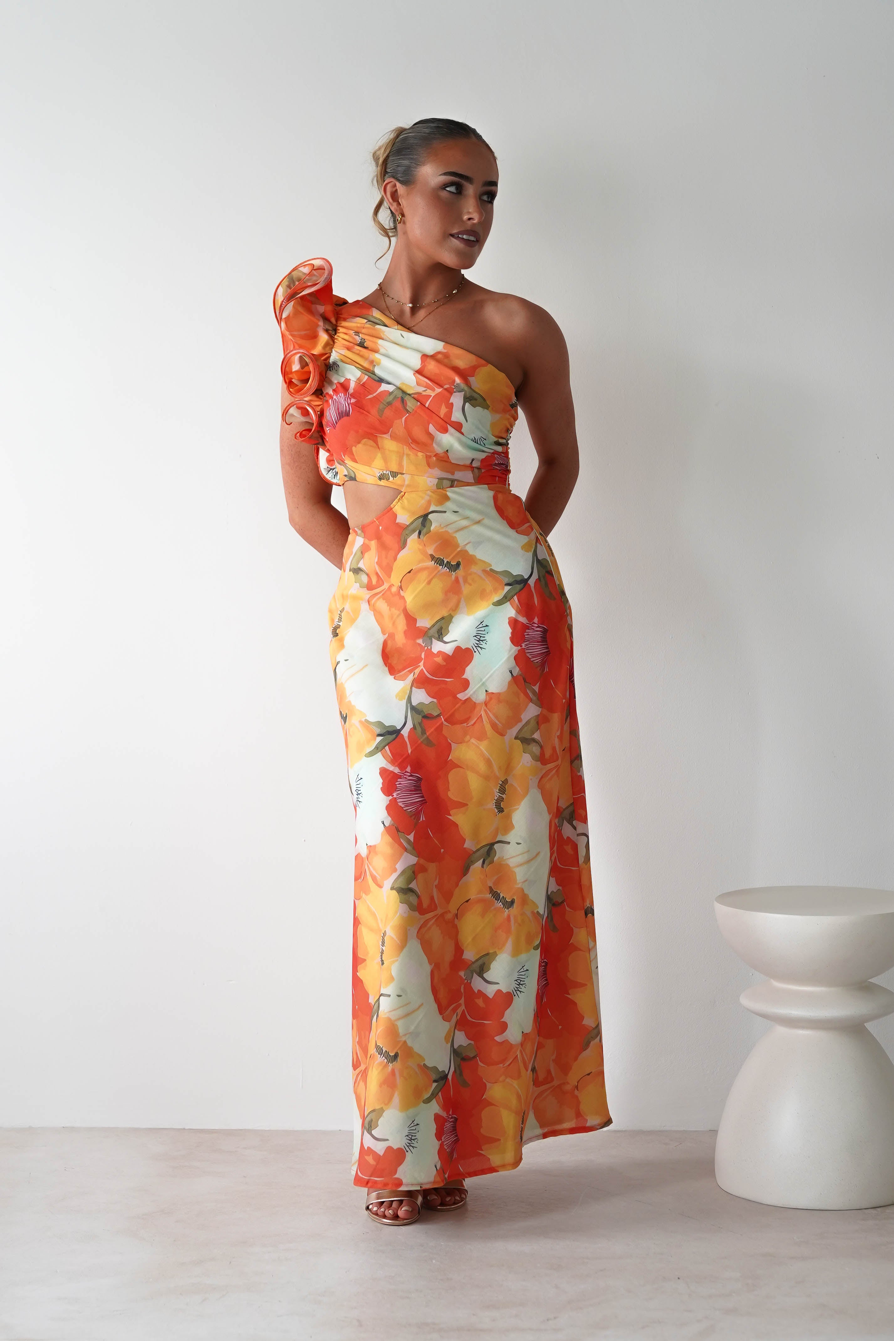 Summer Fruits Maxi Dress Orange Print | Wedding Guest Dress | Maxi | Oh Hello Clothing