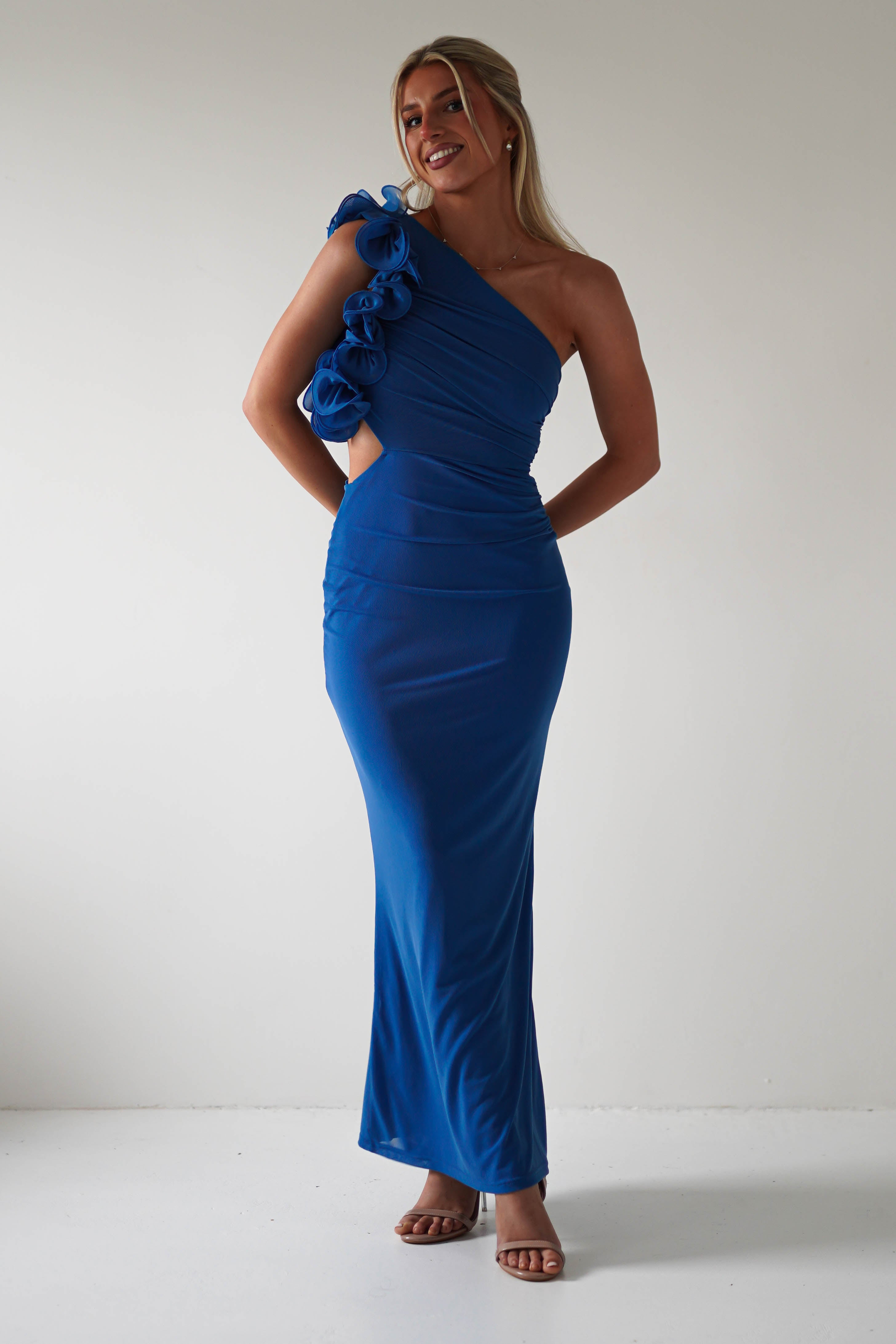 Sydney Bodycon Maxi Dress Blue | Wedding Guest Dress | Bodycon | Maxi | Oh Hello Clothing