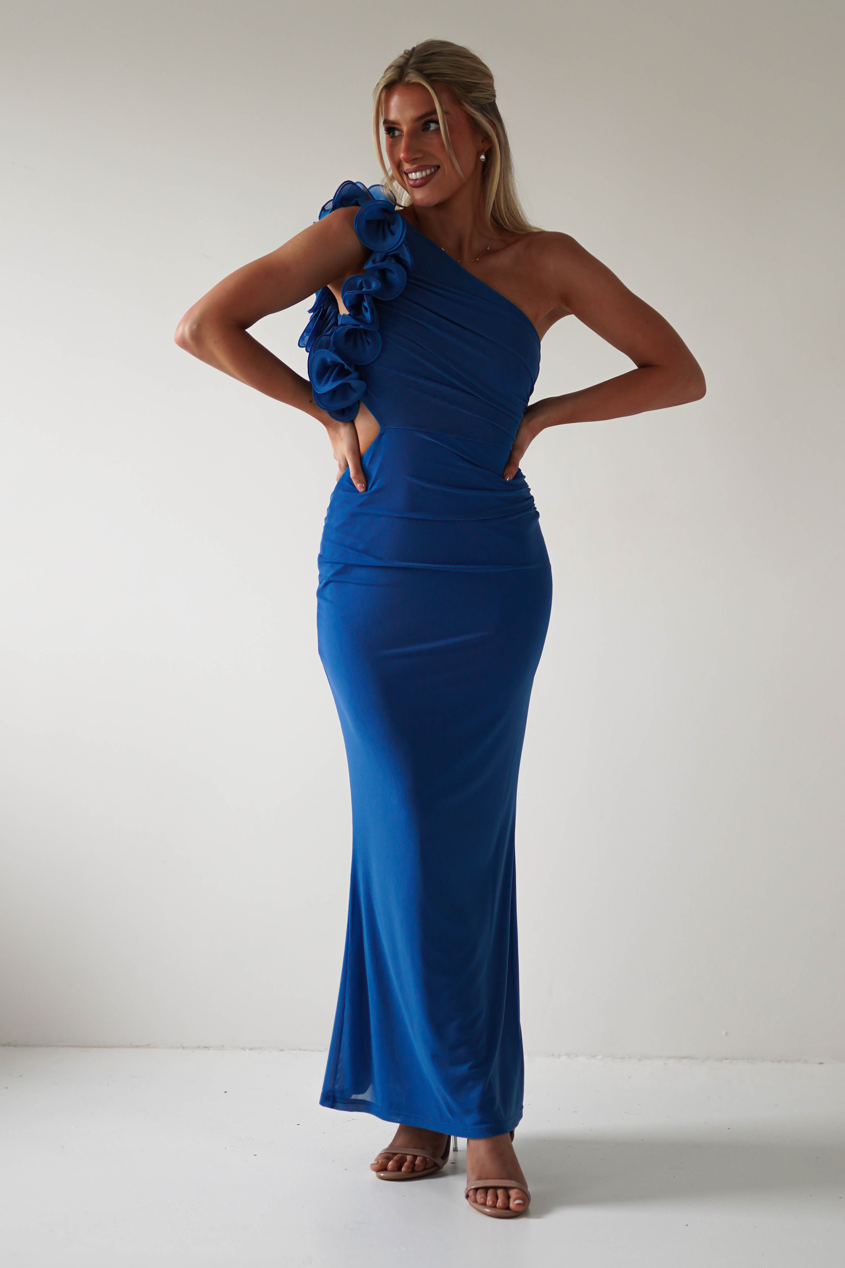 Sydney Bodycon Maxi Dress Blue | Wedding Guest Dress | Bodycon | Maxi | Oh Hello Clothing