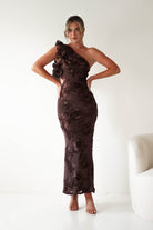 Sydney Bodycon Maxi Dress Brown Textured | Wedding Guest Dress | Bodycon | Maxi | Oh Hello Clothing