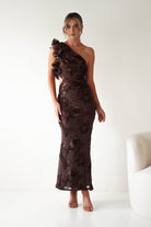 Sydney Bodycon Maxi Dress Brown Textured | Wedding Guest Dress | Bodycon | Maxi | Oh Hello Clothing