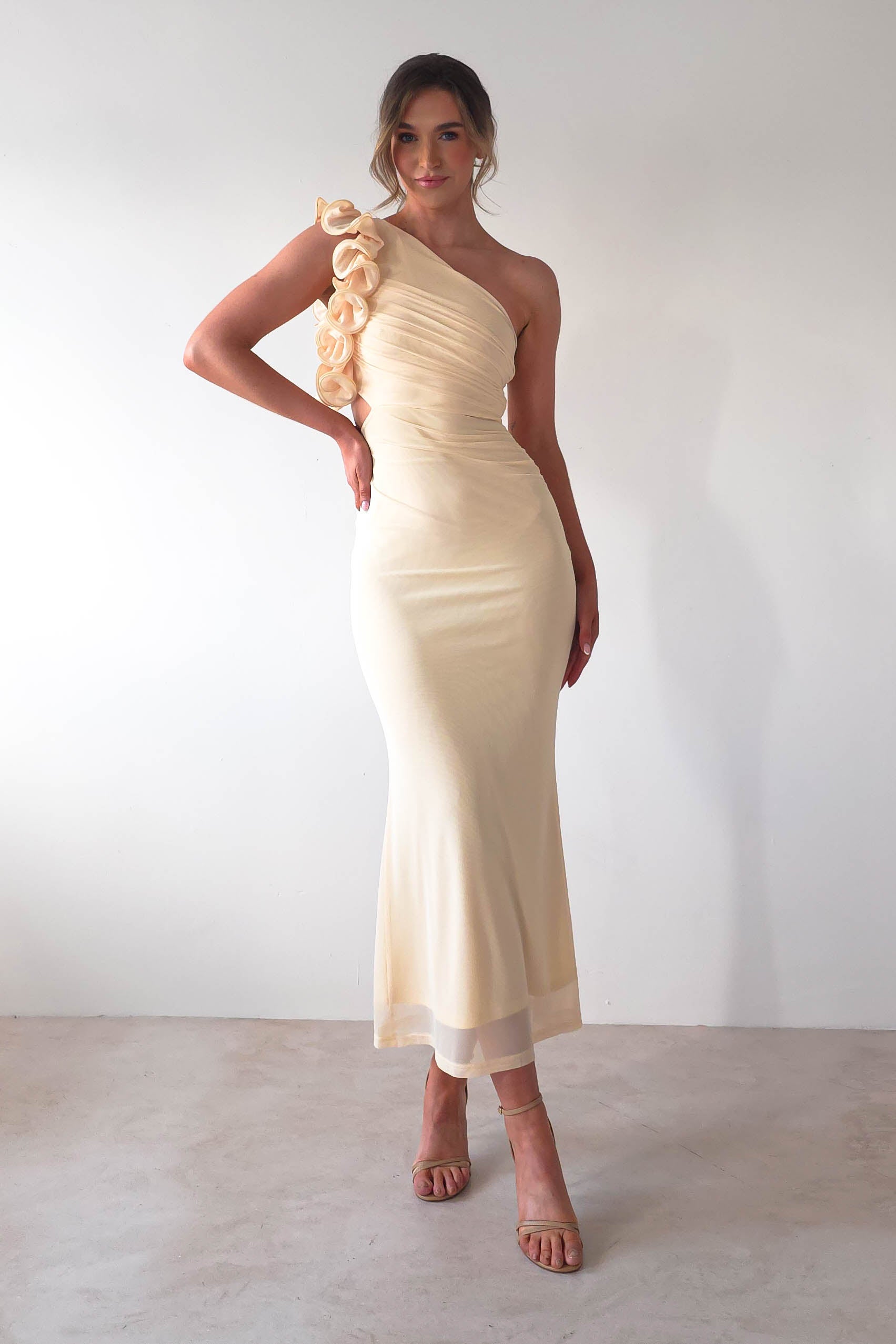 Sydney Bodycon Maxi Dress Light Yellow | Wedding Guest Dress | Bodycon | Maxi | Oh Hello Clothing