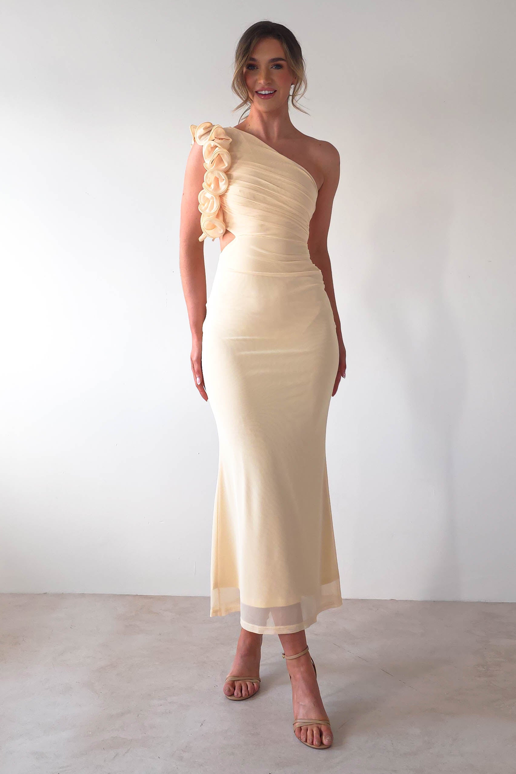 Sydney Bodycon Maxi Dress Light Yellow | Wedding Guest Dress | Bodycon | Maxi | Oh Hello Clothing