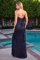 Oh Hello Clothing Dresses Sylvie Strapless Draped Embellished Gown | Navy