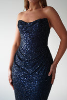 Oh Hello Clothing Dresses > Prom Dresses Sylvie Strapless Draped Embellished Gown | Navy