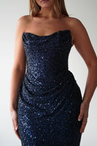 Oh Hello Clothing Dresses > Prom Dresses Sylvie Strapless Draped Embellished Gown | Navy