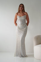 Oh Hello Clothing Dresses > Prom Dresses Sylvie Strapless Draped Embellished Gown | Platinum