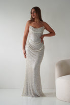 Oh Hello Clothing Dresses > Prom Dresses Sylvie Strapless Draped Embellished Gown | Platinum