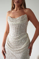 Oh Hello Clothing Dresses > Prom Dresses Sylvie Strapless Draped Embellished Gown | Platinum