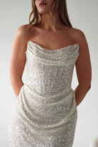 Oh Hello Clothing Dresses > Prom Dresses Sylvie Strapless Draped Embellished Gown | Platinum