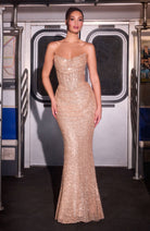 Oh Hello Clothing Dresses Sylvie Strapless Draped Embellished Gown | Rose Gold