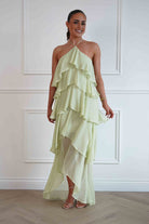 Oh Hello Clothing Women > Clothing > Dresses Tala Ruffle Tiered Halterneck Maxi Dress | Sage
