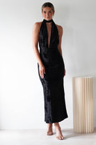 Tara Floral Jacquard Maxi Dress Black | Wedding Guest Dress | Maxi | Oh Hello Clothing