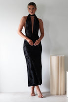 Tara Floral Jacquard Maxi Dress Black | Wedding Guest Dress | Maxi | Oh Hello Clothing