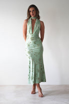 Tara Floral Jacquard Maxi Dress Light Green | Wedding Guest Dress | Maxi | Oh Hello Clothing