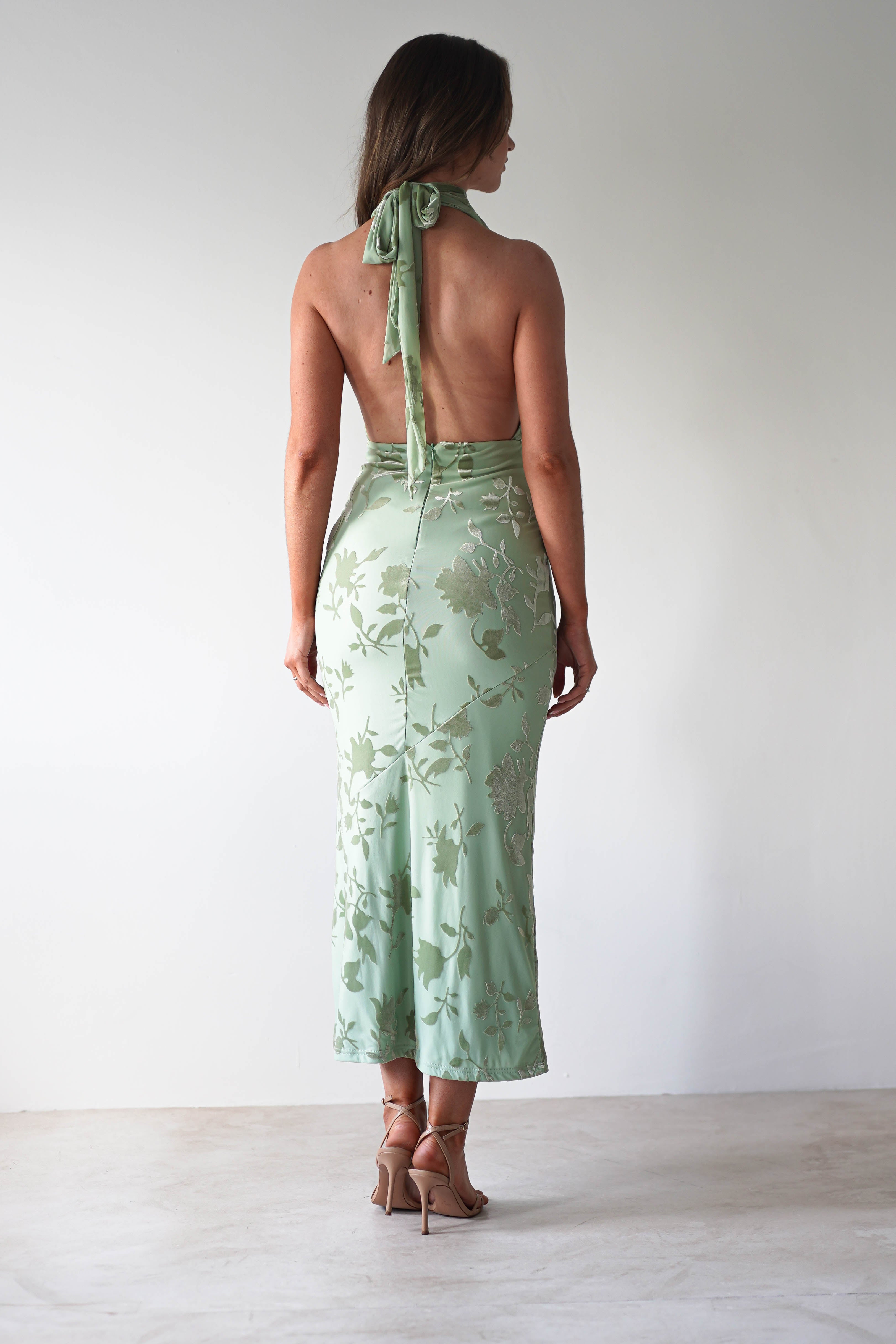 Tara Floral Jacquard Maxi Dress Light Green | Wedding Guest Dress | Maxi | Oh Hello Clothing
