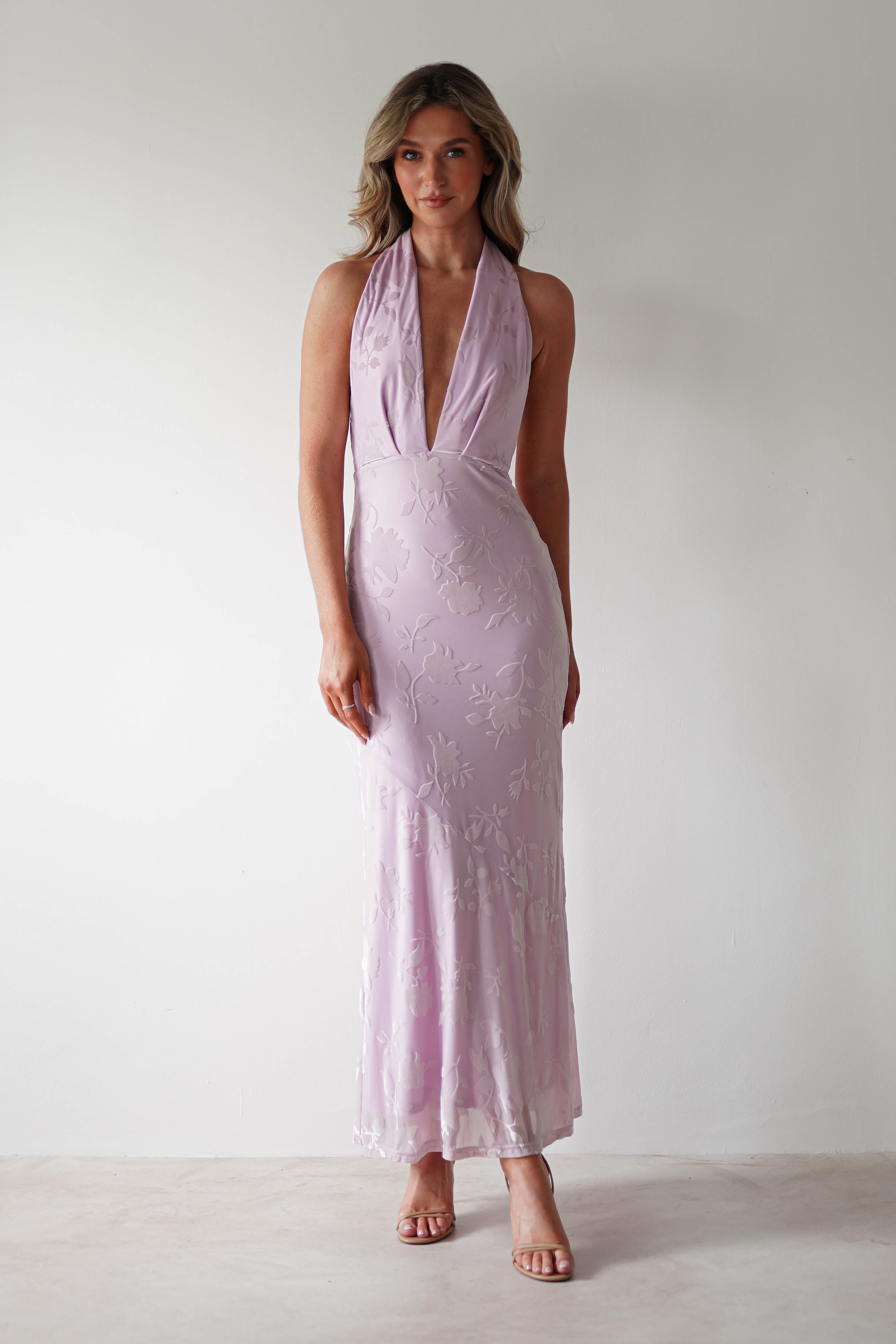 Tara Floral Jacquard Maxi Dress Light Lilac | Wedding Guest Dress | Maxi | Oh Hello Clothing