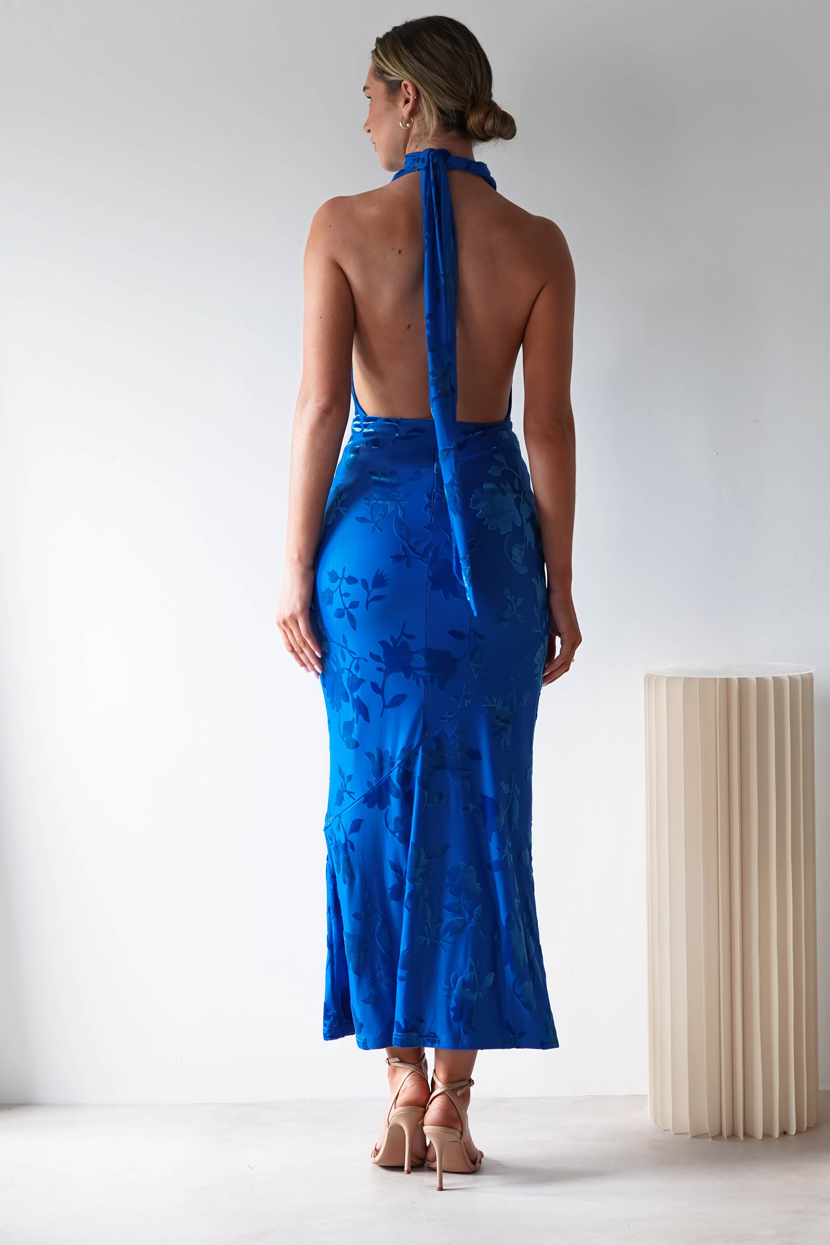 Tara Floral Jacquard Maxi Dress Royal Blue | Wedding Guest Dress | Maxi | Oh Hello Clothing