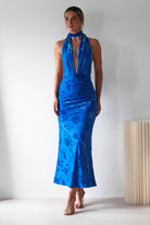 Tara Floral Jacquard Maxi Dress Royal Blue | Wedding Guest Dress | Maxi | Oh Hello Clothing