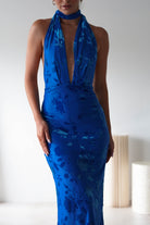 Tara Floral Jacquard Maxi Dress Royal Blue | Wedding Guest Dress | Maxi | Oh Hello Clothing