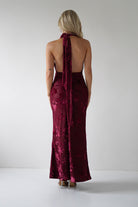 Tara Floral Jacquard Maxi Dress Wine | Wedding Guest Dress | Maxi | Oh Hello Clothing
