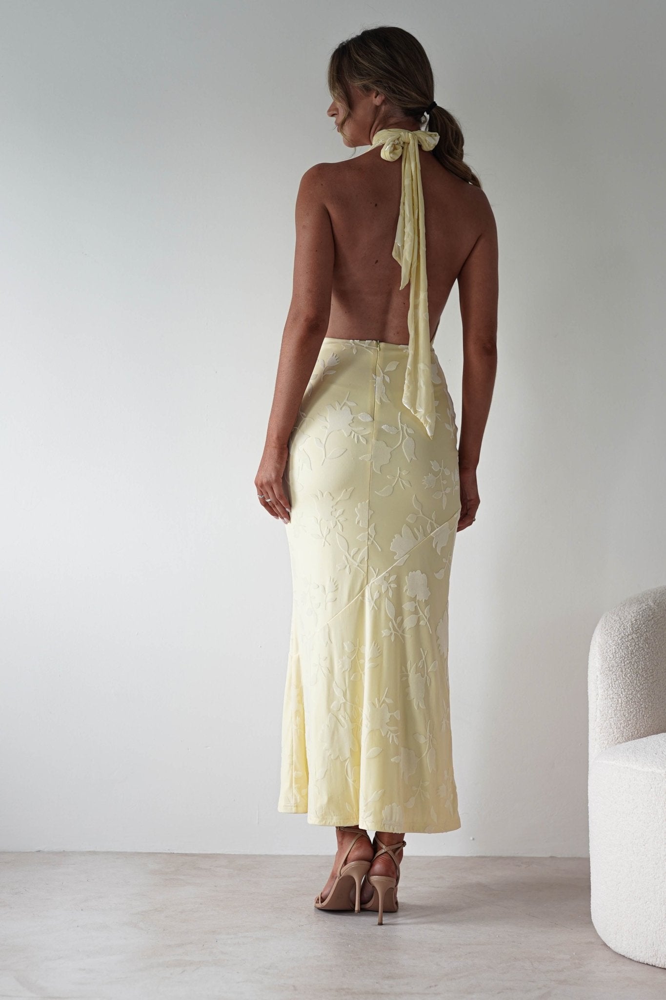 Tara Floral Jacquard Maxi Dress Yellow | Wedding Guest Dress | Maxi | Oh Hello Clothing