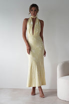 Tara Floral Jacquard Maxi Dress Yellow | Wedding Guest Dress | Maxi | Oh Hello Clothing