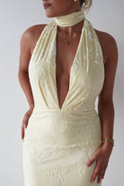 Tara Floral Jacquard Maxi Dress Yellow | Wedding Guest Dress | Maxi | Oh Hello Clothing