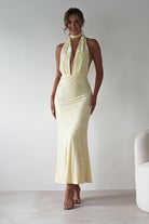 Tara Floral Jacquard Maxi Dress Yellow | Wedding Guest Dress | Maxi | Oh Hello Clothing