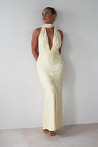 Tara Floral Jacquard Maxi Dress Yellow | Wedding Guest Dress | Maxi | Oh Hello Clothing