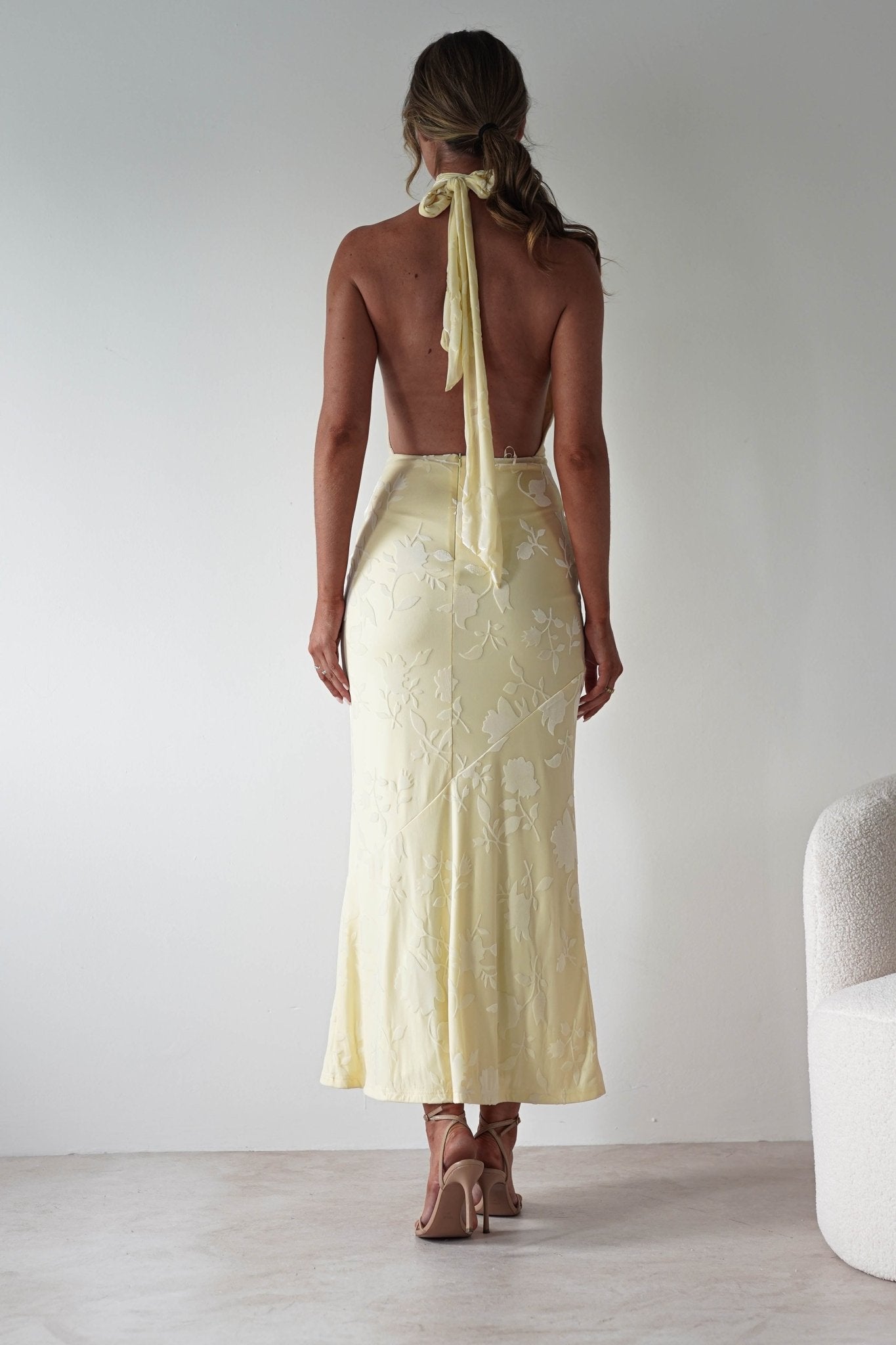 Tara Floral Jacquard Maxi Dress Yellow | Wedding Guest Dress | Maxi | Oh Hello Clothing