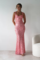 Taylor Embroidered Sequin Gown | Coral | Debs & Prom | Formal Gown | Oh Hello Clothing