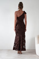 Thelma Floral Textured Maxi Dress Brown | Wedding Guest Dress | Maxi | Oh Hello Clothing