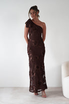 Thelma Floral Textured Maxi Dress Brown | Wedding Guest Dress | Maxi | Oh Hello Clothing