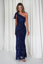 Thelma Floral Textured Maxi Dress Navy | Wedding Guest Dress | Maxi | Oh Hello Clothing