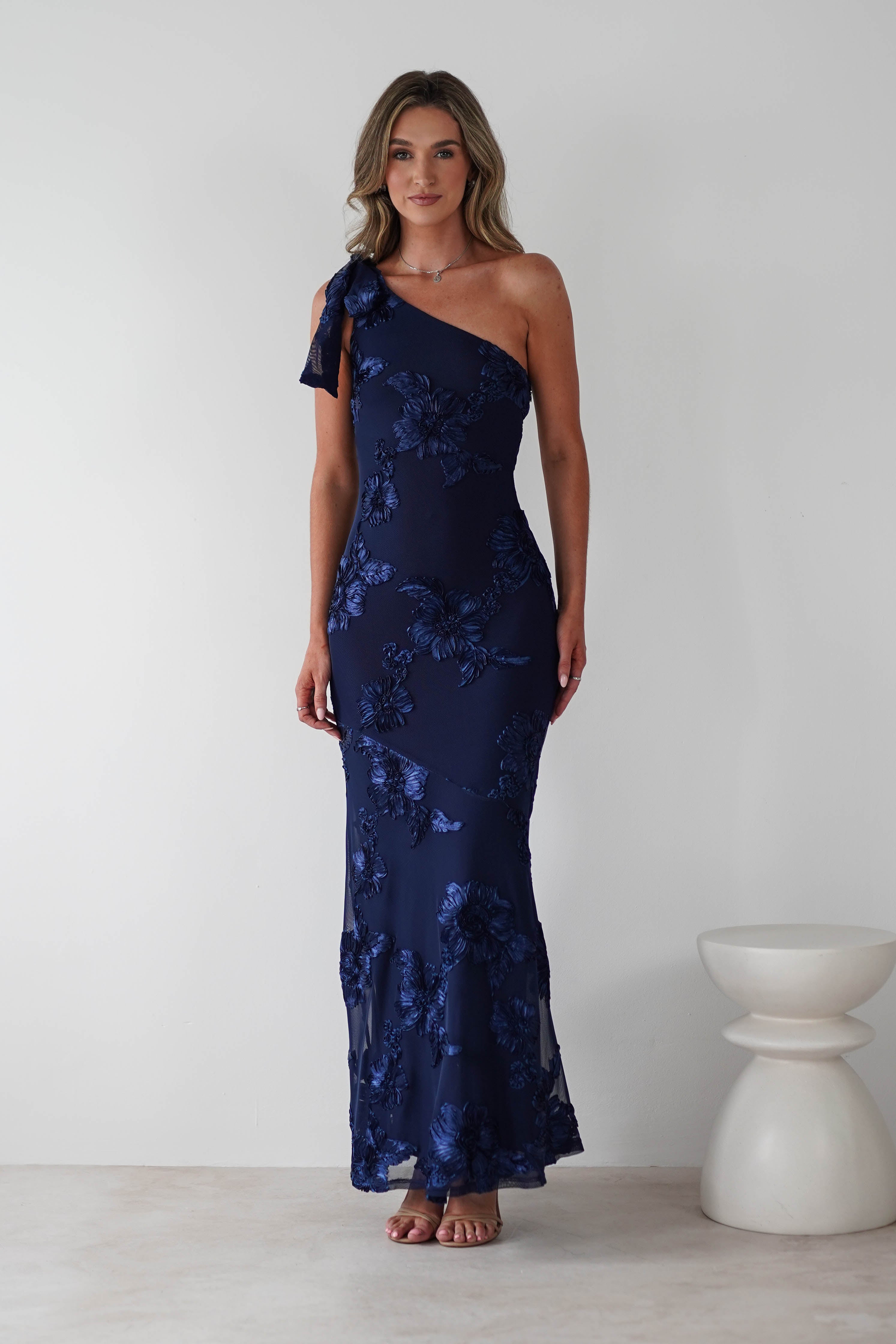 Thelma Floral Textured Maxi Dress Navy | Wedding Guest Dress | Maxi | Oh Hello Clothing