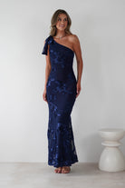 Thelma Floral Textured Maxi Dress Navy | Wedding Guest Dress | Maxi | Oh Hello Clothing
