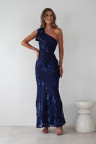 Thelma Floral Textured Maxi Dress Navy | Wedding Guest Dress | Maxi | Oh Hello Clothing