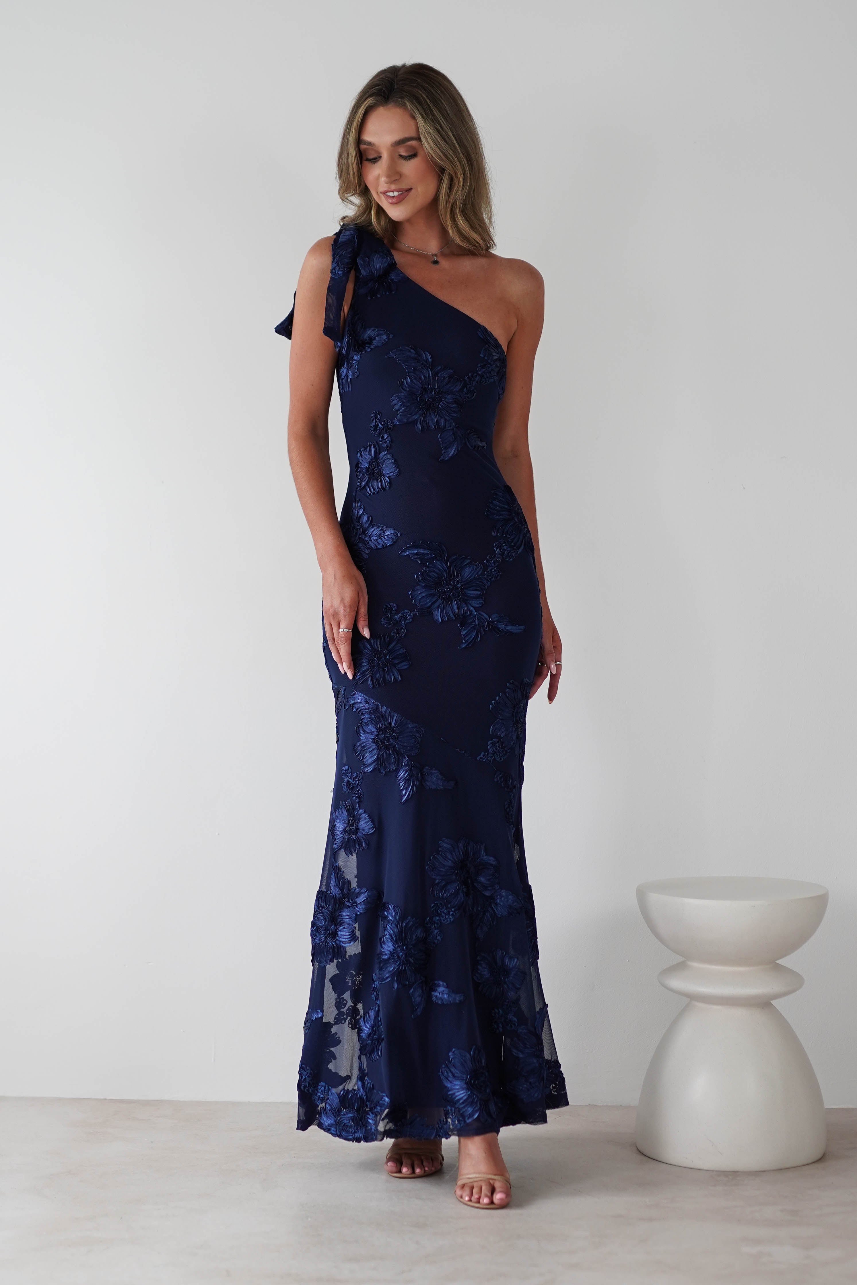 Thelma Floral Textured Maxi Dress Navy | Wedding Guest Dress | Maxi | Oh Hello Clothing